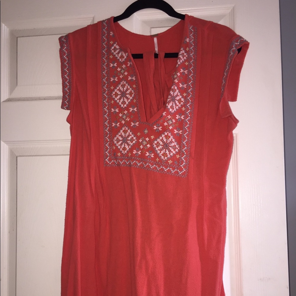 Free People coral wrap dress